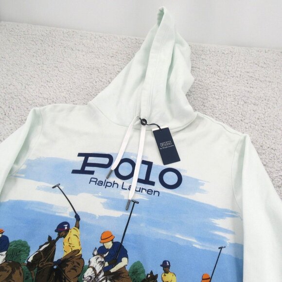 Polo Ralph Lauren Rugby Graphic Fleece Hoodie Mens Size Large Glacier NEW $248 - Picture 5 of 16